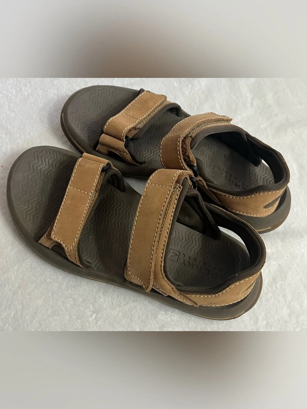 Sperry Men's Sz 7 Brown Leather Adjustable Strap Sandals